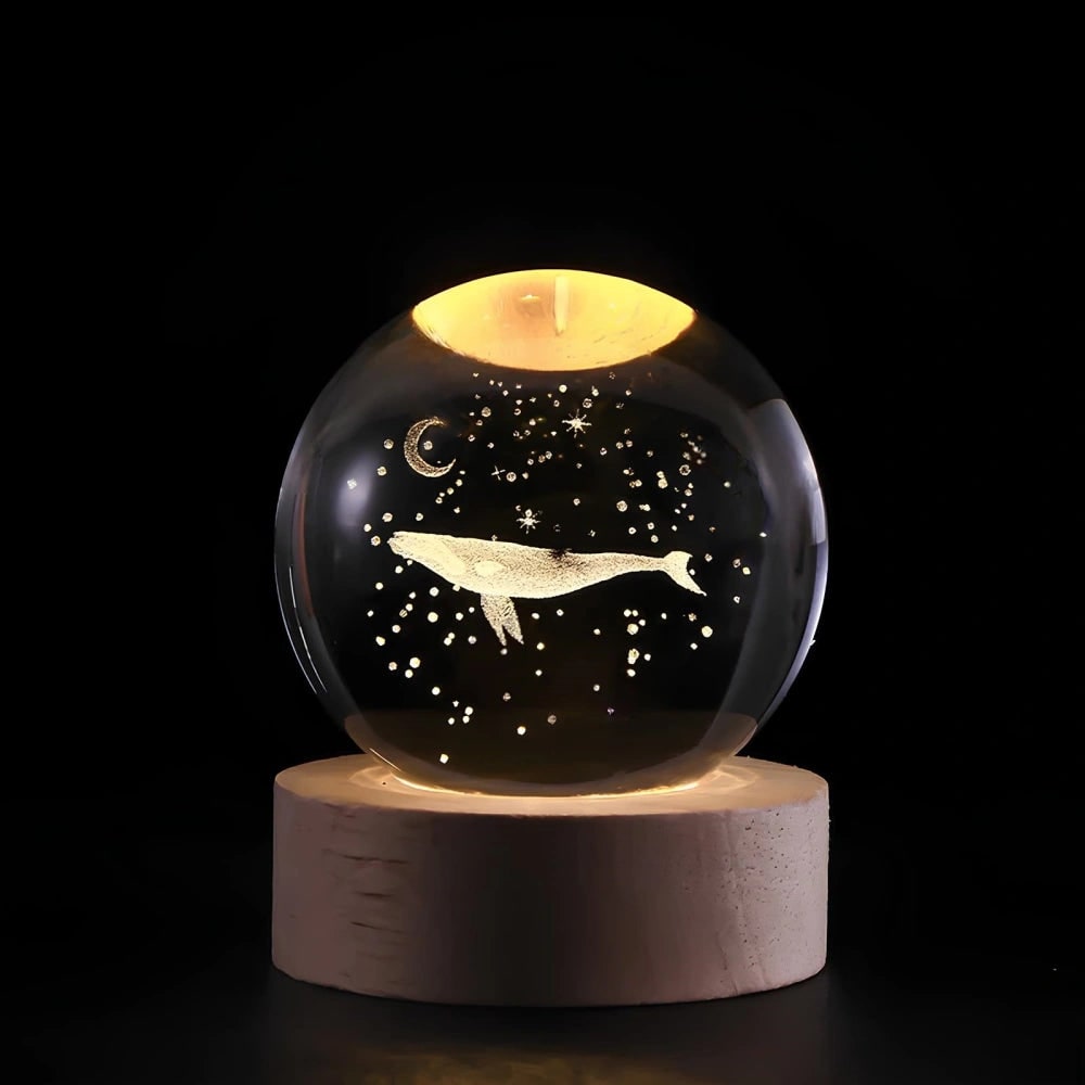 Luminous Crystal Ball Night Light Wooden Base - Image 19