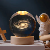 Luminous Crystal Ball Night Light Wooden Base - Image 2