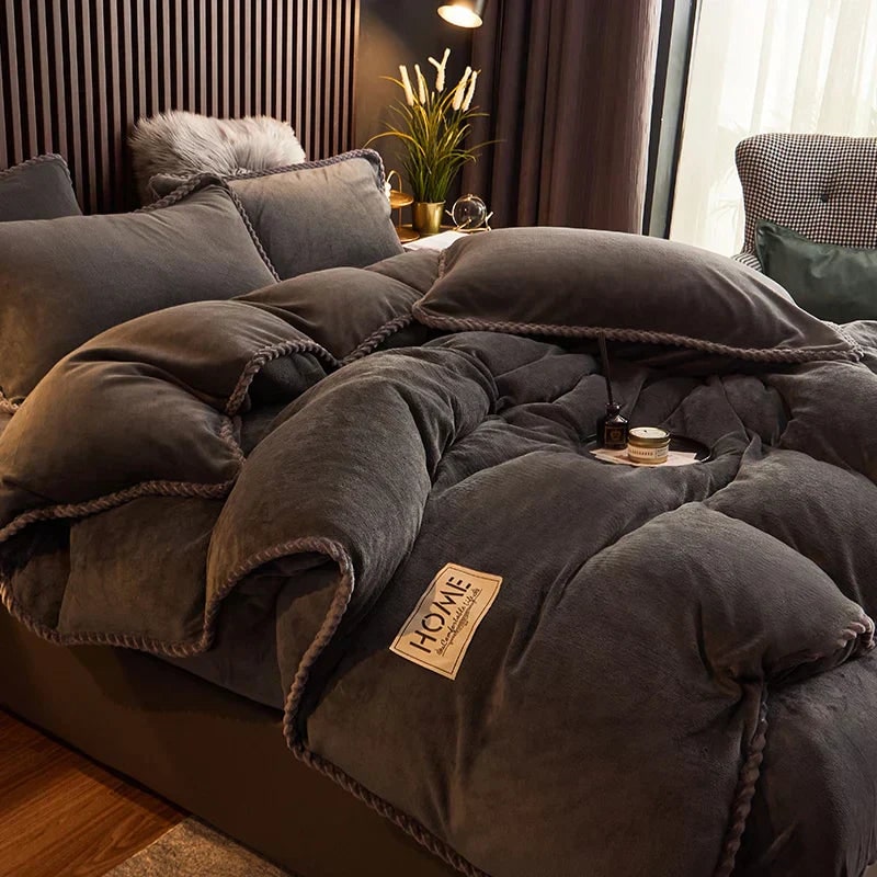 Luxurious Velvet Duvet Cover Set Soft Plush Bedding Comfort - Image 13