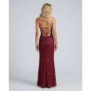 Maxi Dress Floral Appliqué and Lace-Up Back - Image 14