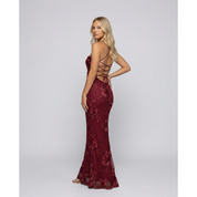 Maxi Dress Floral Appliqué and Lace-Up Back - Image 15