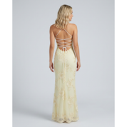 Maxi Dress Floral Appliqué and Lace-Up Back - Image 2