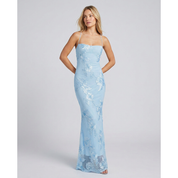Maxi Dress Floral Appliqué and Lace-Up Back - Image 4