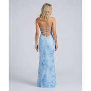 Maxi Dress Floral Appliqué and Lace-Up Back - Image 5