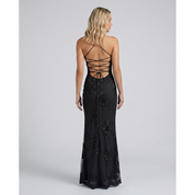 Maxi Dress Floral Appliqué and Lace-Up Back - Image 8