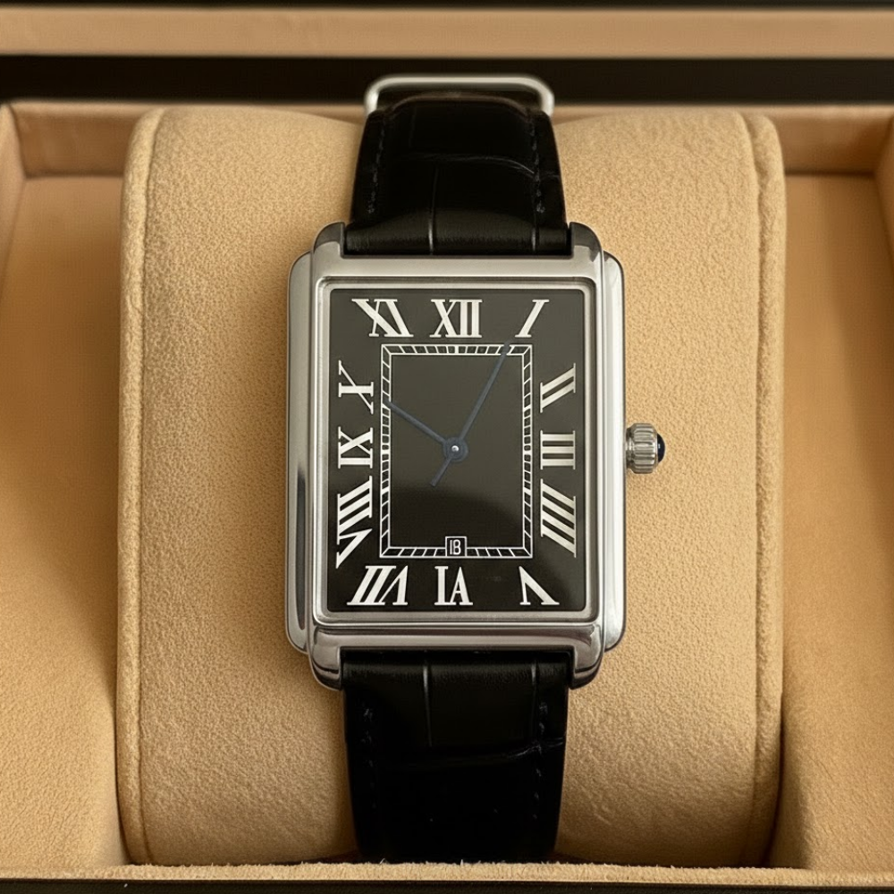 Men's Dress Watch Leather Strap Square Classic Design - Image 10