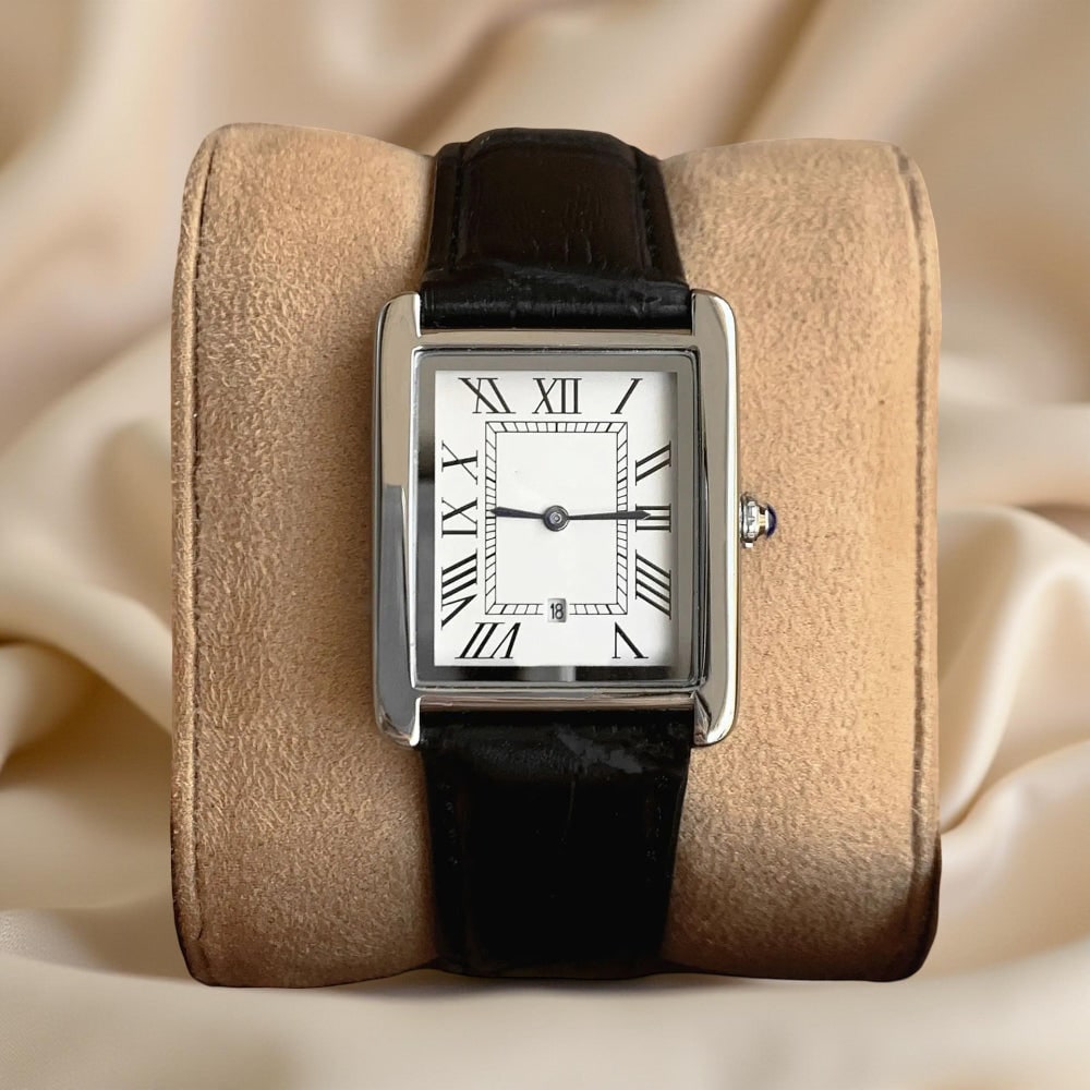Men's Dress Watch Leather Strap Square Classic Design - Image 2