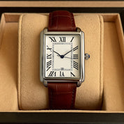 Men's Dress Watch Leather Strap Square Classic Design - Image 6