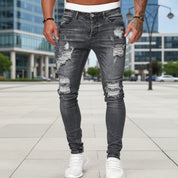 Men's Slim Fit Ripped Jeans Casual | Vintage Style - Image 2
