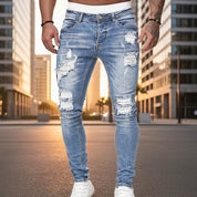 Men's Slim Fit Ripped Jeans Casual | Vintage Style - Image 3