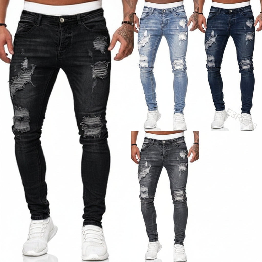 Men's Slim Fit Ripped Jeans Casual | Vintage Style - Image 5