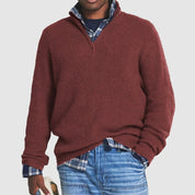 Men's Zipper Sweater Crew Neck Knit | Casual Attire - Image 1