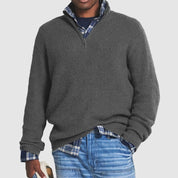 Men's Zipper Sweater Crew Neck Knit | Casual Attire - Image 3