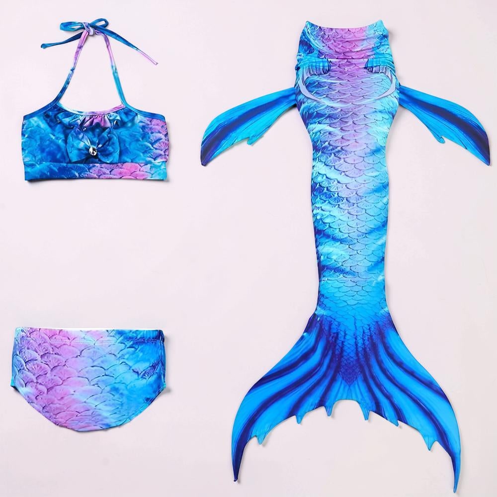Mermaid Costume Swimsuit Girls Set Ruffle Shell Tail - Image 4