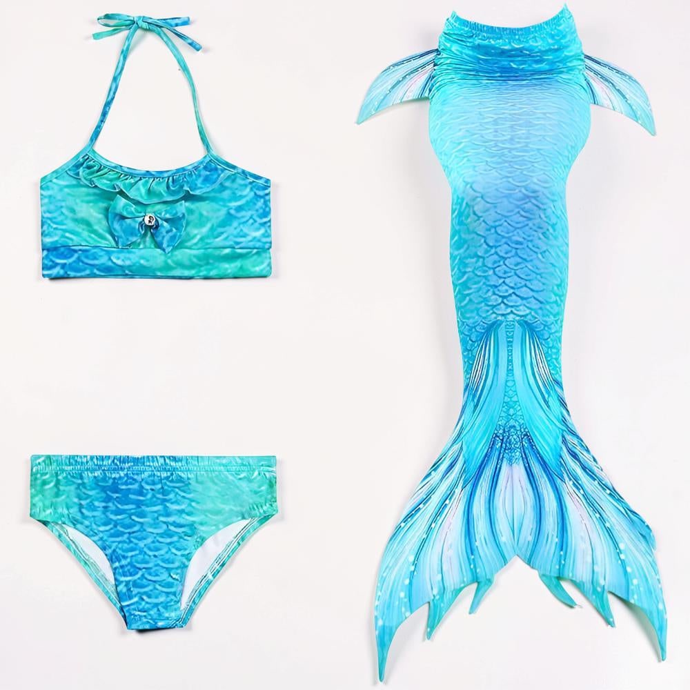 Mermaid Costume Swimsuit Girls Set Ruffle Shell Tail - Image 5