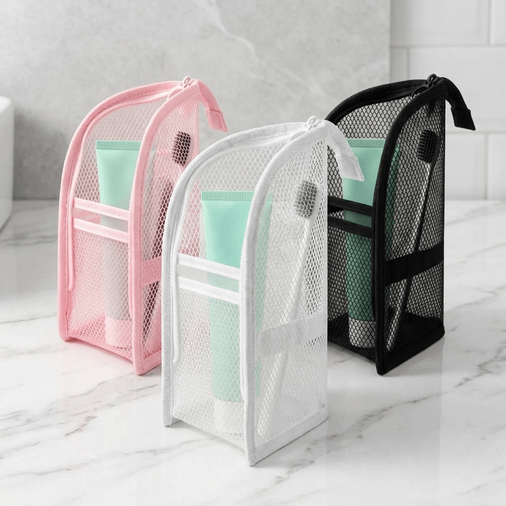 Mesh Cosmetic Organizer Bag Travel and Daily Use 3 Colors - Image 1