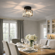 Modern Ceiling Light Clear Glass Shade and Striped Design - Image 1