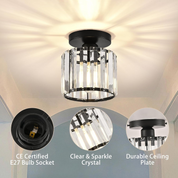 Modern Ceiling Light Clear Glass Shade and Striped Design - Image 20