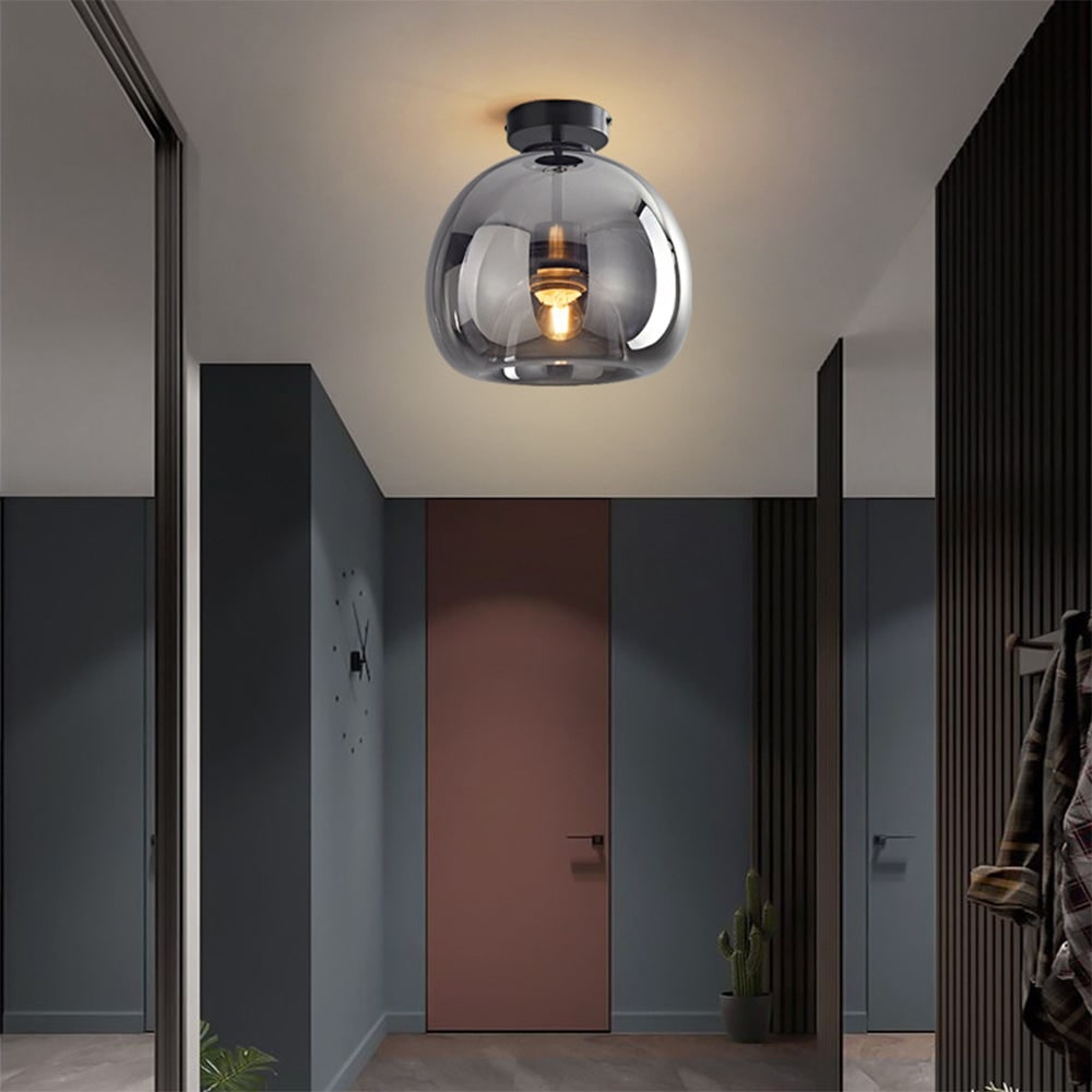 Modern Ceiling Light Retro Copper Glass Shade - Image 1