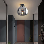 Modern Ceiling Light Retro Copper Glass Shade - Image 1