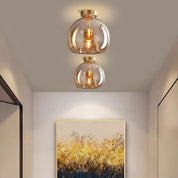 Modern Ceiling Light Retro Copper Glass Shade - Image 10