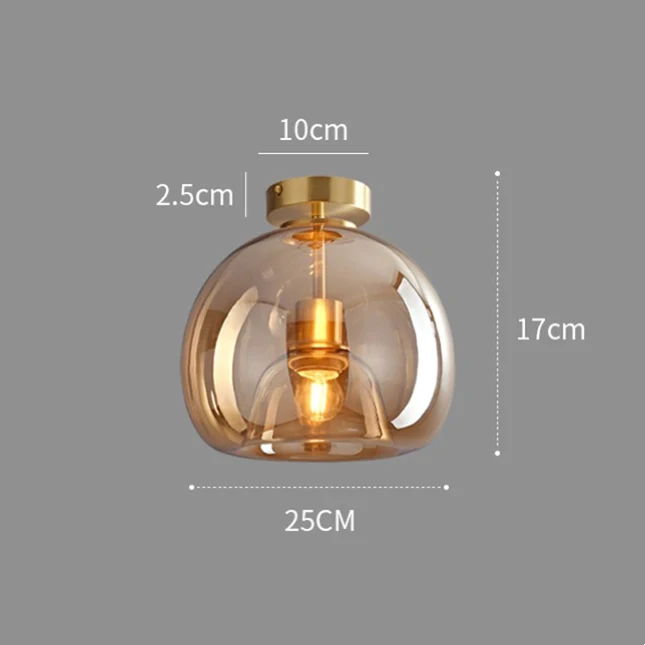 Modern Ceiling Light Retro Copper Glass Shade - Image 11
