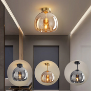 Modern Ceiling Light Retro Copper Glass Shade - Image 12
