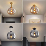 Modern Ceiling Light Retro Copper Glass Shade - Image 13