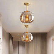 Modern Ceiling Light Retro Copper Glass Shade - Image 14