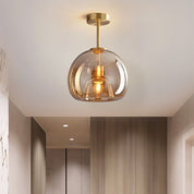 Modern Ceiling Light Retro Copper Glass Shade - Image 15