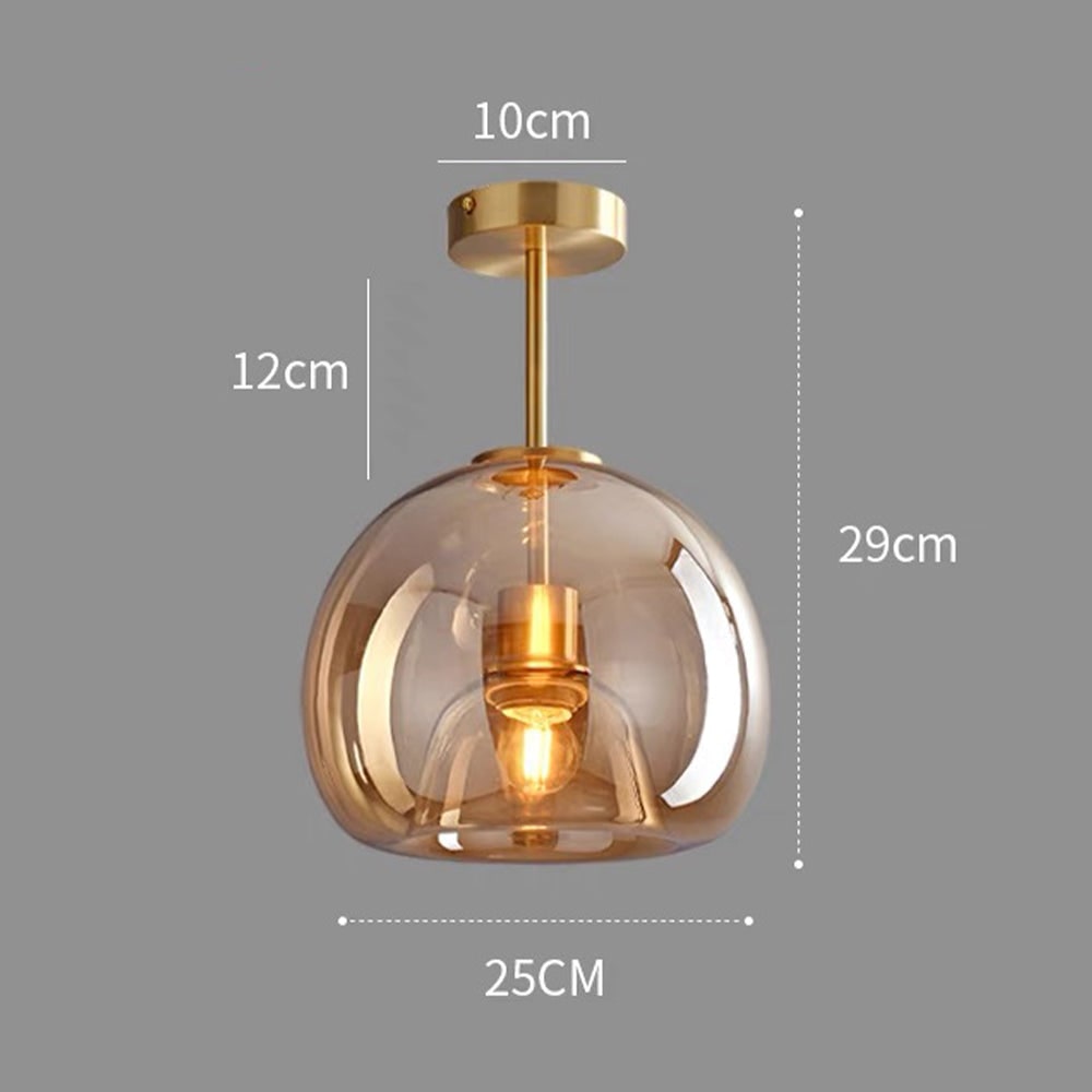 Modern Ceiling Light Retro Copper Glass Shade - Image 16
