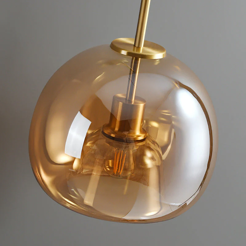Modern Ceiling Light Retro Copper Glass Shade - Image 17