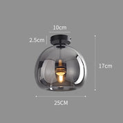 Modern Ceiling Light Retro Copper Glass Shade - Image 3