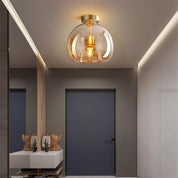 Modern Ceiling Light Retro Copper Glass Shade - Image 5