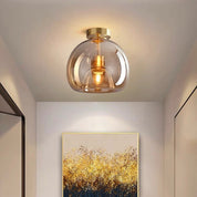Modern Ceiling Light Retro Copper Glass Shade - Image 9