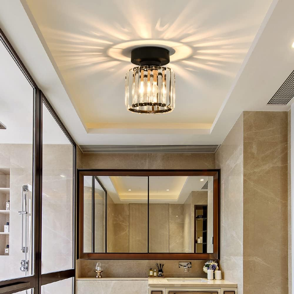 Modern Flush Mount Ceiling Light Crystal Shade Hallway - Image 11