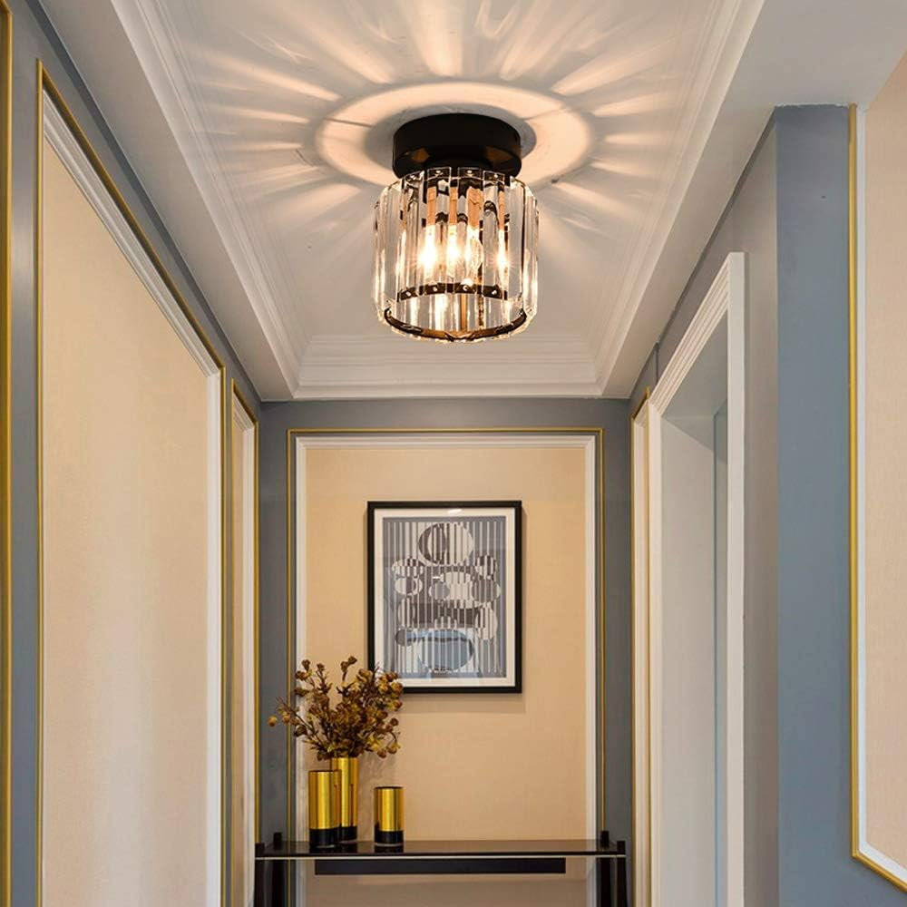 Modern Flush Mount Ceiling Light Crystal Shade Hallway - Image 13