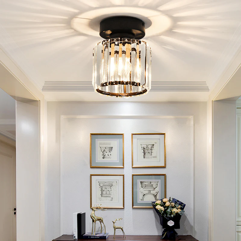 Modern Flush Mount Ceiling Light Crystal Shade Hallway - Image 14