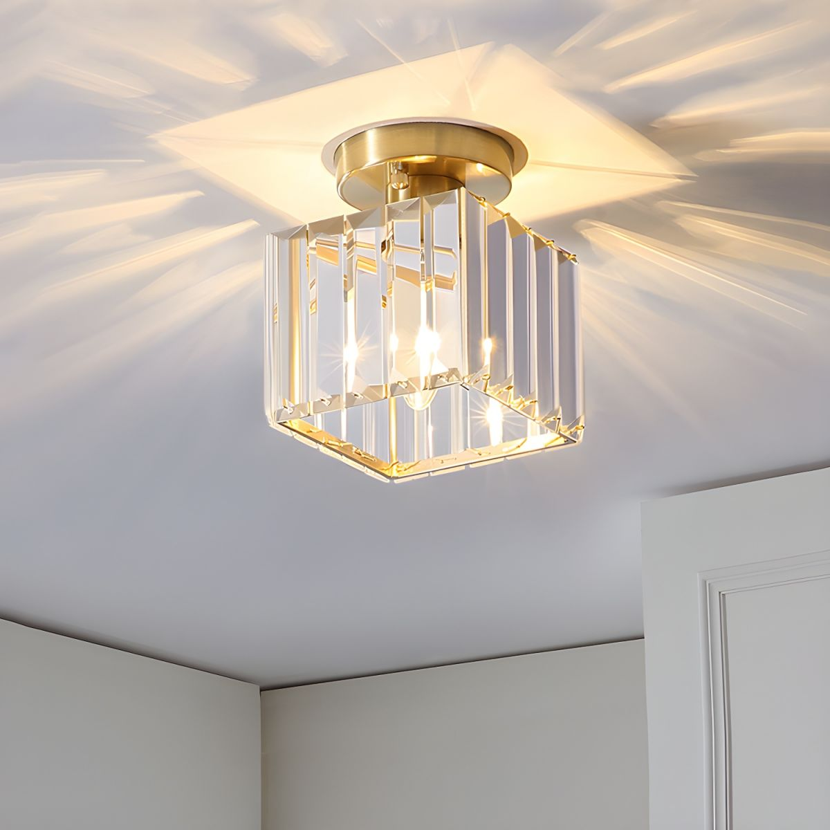 Modern Flush Mount Ceiling Light Crystal Shade Hallway - Image 22