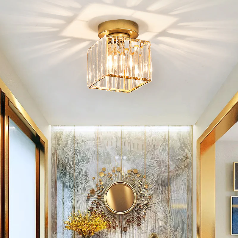 Modern Flush Mount Ceiling Light Crystal Shade Hallway - Image 23