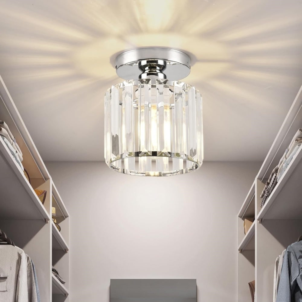 Modern Flush Mount Ceiling Light Crystal Shade Hallway - Image 30