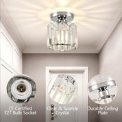 Modern Flush Mount Ceiling Light Crystal Shade Hallway - Image 33