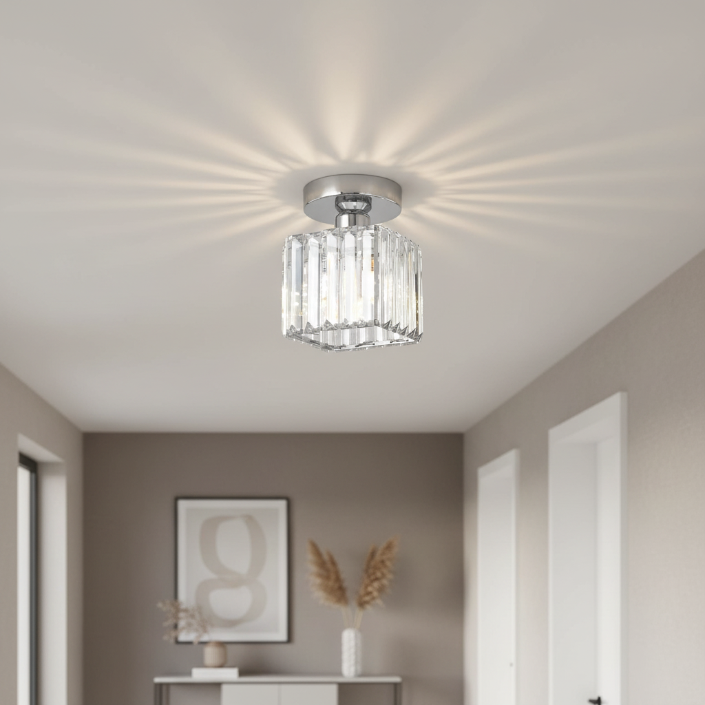 Modern Flush Mount Ceiling Light Crystal Shade Hallway - Image 36