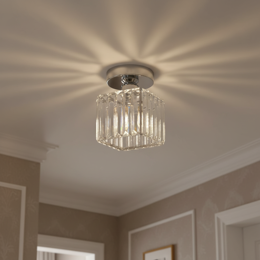 Modern Flush Mount Ceiling Light Crystal Shade Hallway - Image 37