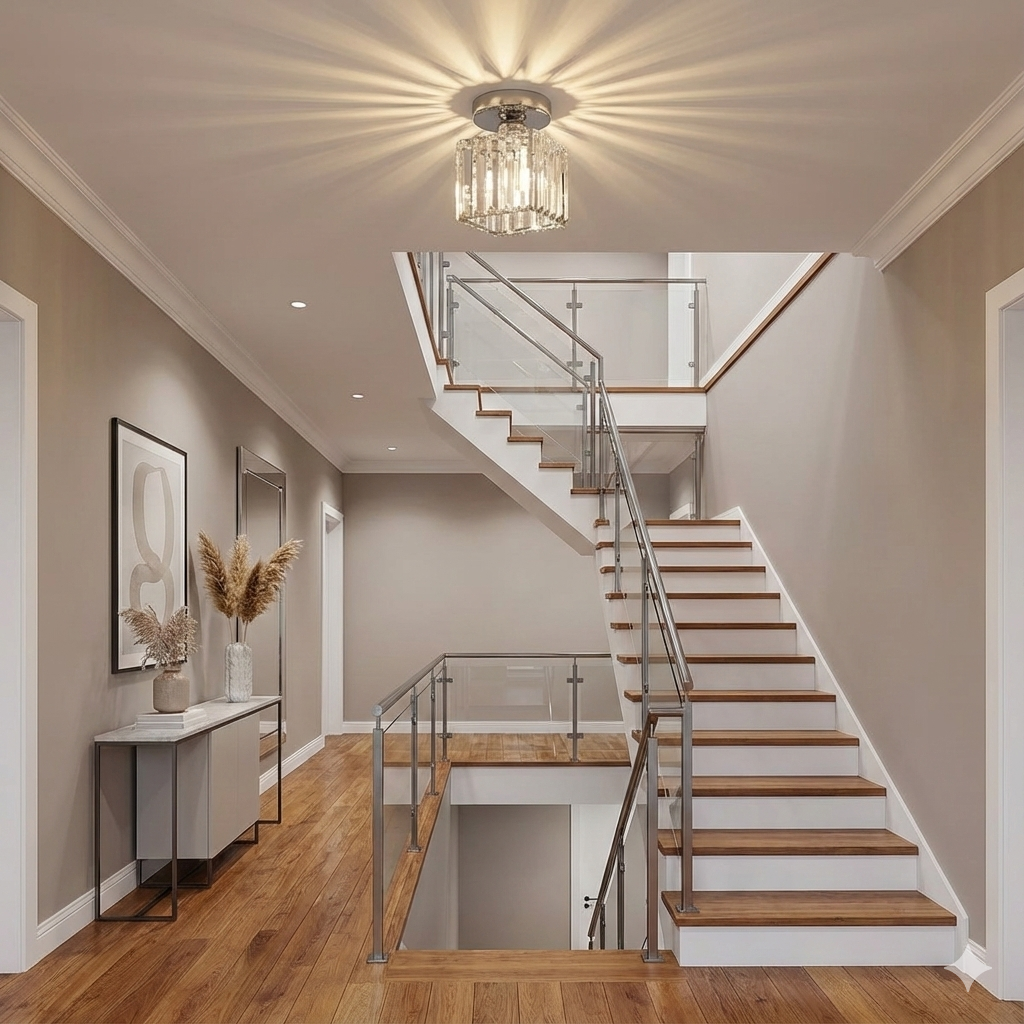 Modern Flush Mount Ceiling Light Crystal Shade Hallway - Image 38