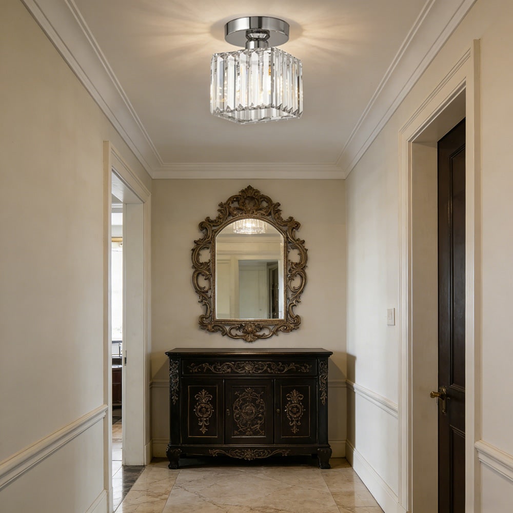 Modern Flush Mount Ceiling Light Crystal Shade Hallway - Image 40