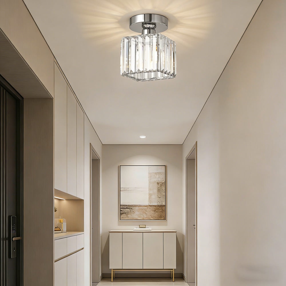 Modern Flush Mount Ceiling Light Crystal Shade Hallway - Image 42