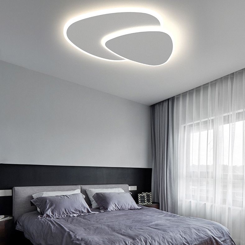Modern Flush Mount Ceiling Light Living Room White Design - Image 8