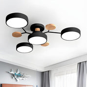 Modern LED Ceiling Wood Accents Living Room Decor - Image 1