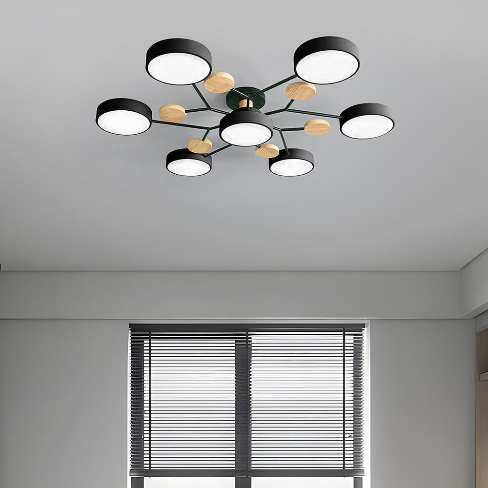 Modern LED Ceiling Wood Accents Living Room Decor - Image 13